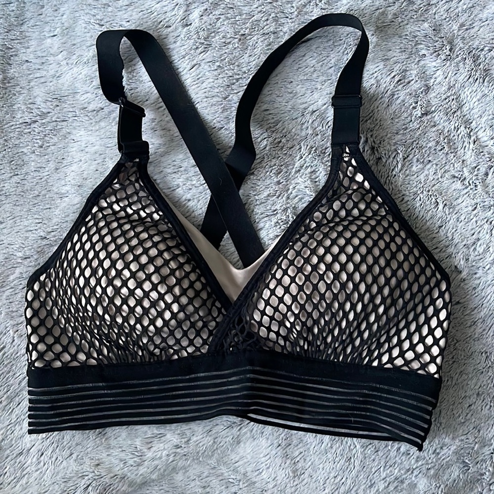 Black Victoria Sport fishnet style workout top